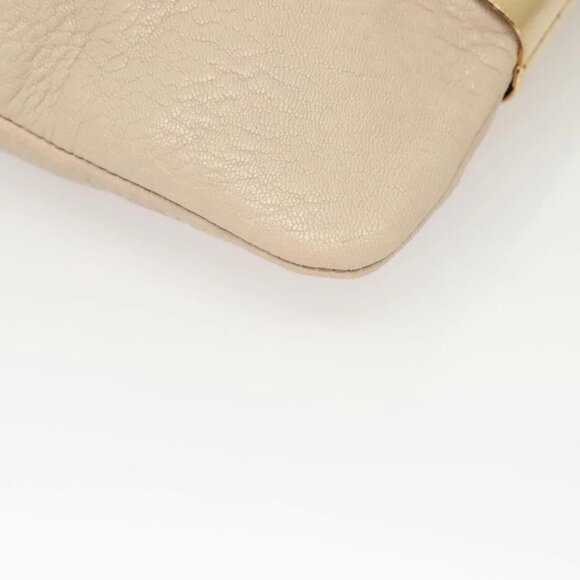 Jimmy Choo Chain Shoulder Bag Leather Beige Gold Auth bs27431 - Picture 13 of 15